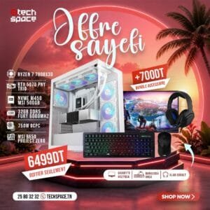 Full Setup – OFFRE SAYEFI | AMD Ryzen 7 7800X3D | RTX 5070 PNY Trio | 32GB DDR5 Fury 6000MHz | NVMe MSI 500GB