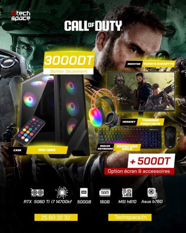 Full Setup – Call of Duty Edition | i7 14700KF | RTX 5060 Ti | 16GB DDR4 | 500GB SSD