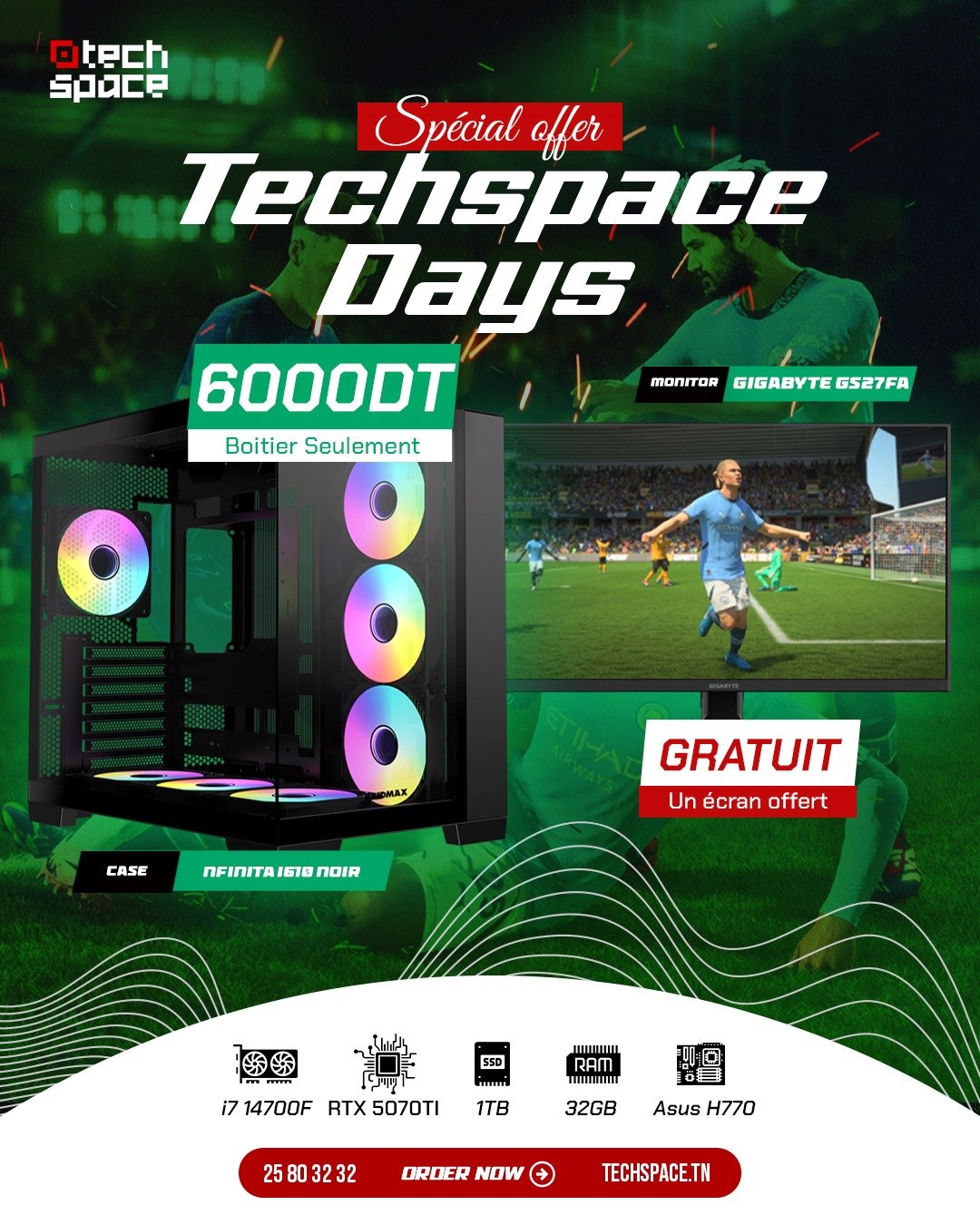 Full Setup – Techspace Days Edition | i7 14700F | RTX 5070Ti | 32GB DDR5 | 1TB SSD