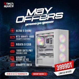 Setup TechSpace – MAY OFFERS | Intel Ultra 5 245KF | RTX 5060 Ti Gigabyte | 16GB | SSD 512GB