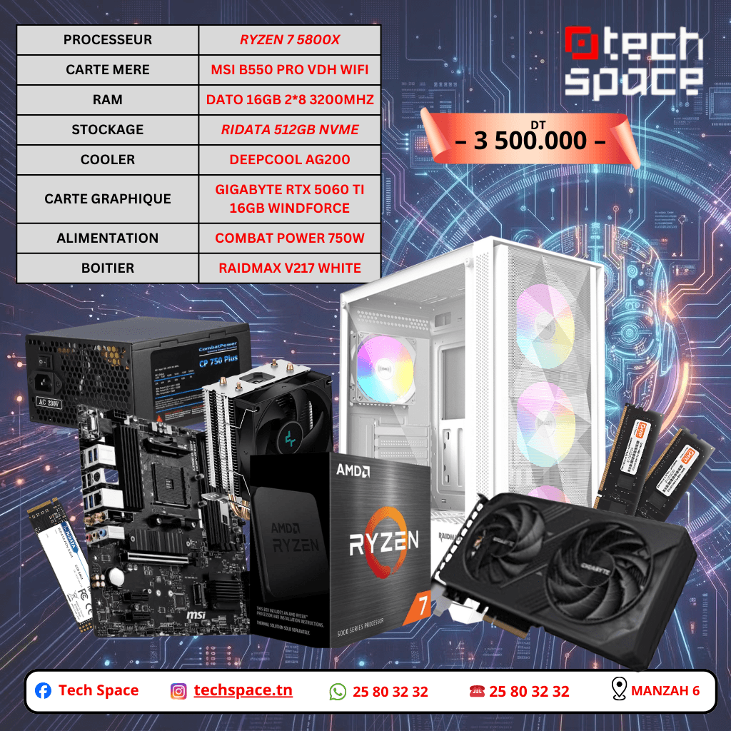 RYZEN 5700X| RTX 5060 TI 16GB | 16GB RAM | 512GB
