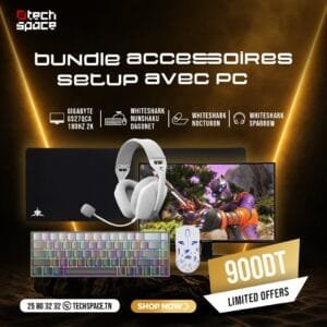 Bundle Accessoires Gaming TechSpace : Écran Gigabyte 27" 180Hz QHD + Pack WhiteShark Pro