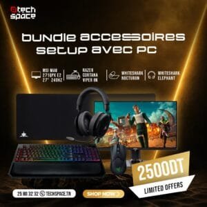 Bundle Accessoires Gaming TechSpace : Écran MSI MAG 27" 240Hz + Razer Viper 8K + Pack WhiteShark