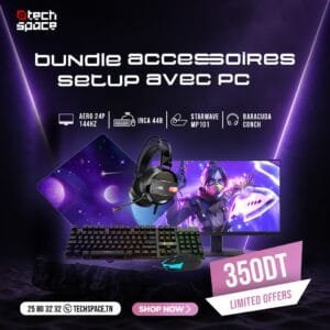 Bundle Accessoires Gaming TechSpace : Écran Aero 24" 144Hz + Pack Périphériques complet