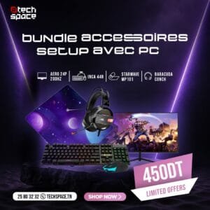 Bundle Accessoires Gaming TechSpace : Écran Aero 24" 200Hz + Pack Périphériques Complet