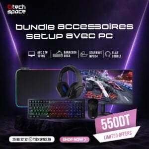 Bundle Accessoires Gaming TechSpace : Écran AOC 27" 120Hz + Pack Périphériques RGB Baracuda & G-Lab